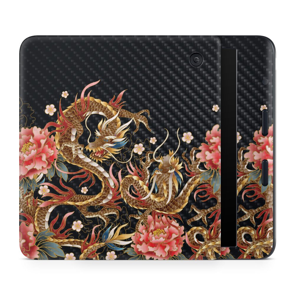 Carbon Fiber E-Reader Skin Compatible with Kobo Libra Colour (2024) - Stitch Dragons - Premium 3M Vinyl Protective Wrap Decal Cover - Easy to Apply | Crafted in The USA by MightySkins
