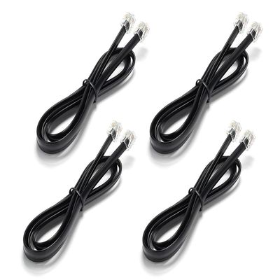 3.3FT - 4 Pack Phone Extension Cord, Telephone Cable with Standard RJ11 Plug (6P4C), Black, for Landline Telephones, Fax, Modems, Answering Machines