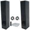 Rockville Bundle: High-Res WiFi Streaming Home Audio 120w x 2 Amplifier Receiver Bundle with (2) RockTower 64B Black Tower Speaker BN20 20' Pro Cable (5 Items) view 1