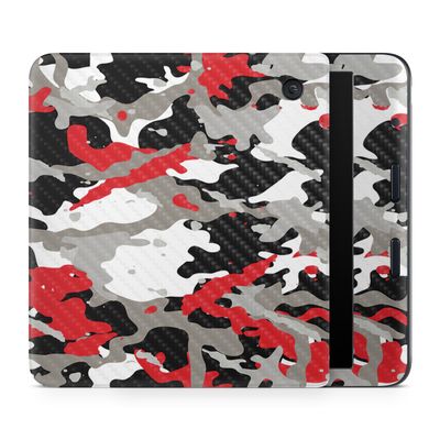Carbon Fiber E-Reader Skin Compatible with Kobo Libra Colour (2024) - Red Camo - Premium 3M Vinyl Protective Wrap Decal Cover - Easy to Apply | Crafted in The USA by MightySkins