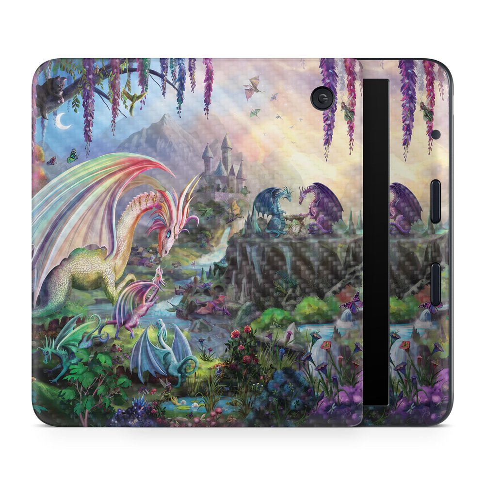 Carbon Fiber E-Reader Skin Compatible with Kobo Libra Colour (2024) - Dragon Paradise - Premium 3M Vinyl Protective Wrap Decal Cover - Easy to Apply | Crafted in The USA by MightySkins
