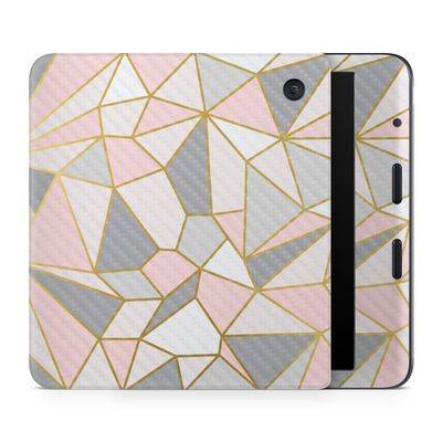 Carbon Fiber E-Reader Skin Compatible with Kobo Libra Colour (2024) - Rose Gold Polygon - Premium 3M Vinyl Protective Wrap Decal Cover - Easy to Apply | Crafted in The USA by MightySkins