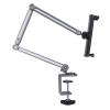 GOWENIC Metal Bed Phone Holder with Clamp, Foldable Desk Long Arm Phone Mount with 360 Degree Rotation and Adjustable Light for Phone Tablet (Silver) view 1