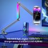 GOWENIC Metal Bed Phone Holder with Clamp, Foldable Desk Long Arm Phone Mount with 360 Degree Rotation and Adjustable Light for Phone Tablet (Silver) view 2