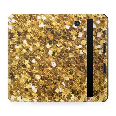 Carbon Fiber E-Reader Skin Compatible with Kobo Libra Colour (2024) - Gold Chips - Premium 3M Vinyl Protective Wrap Decal Cover - Easy to Apply | Crafted in The USA by MightySkins