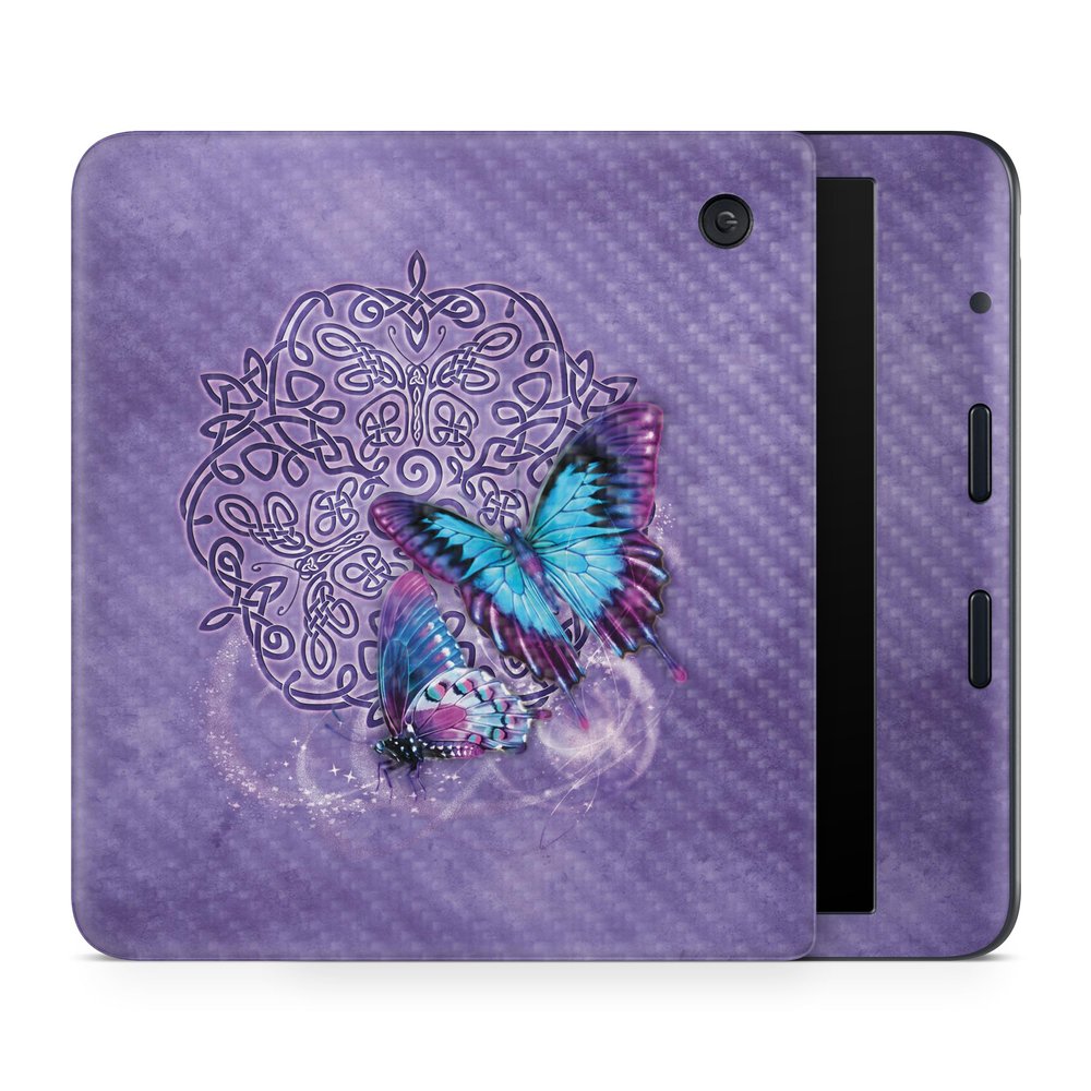 Carbon Fiber E-Reader Skin Compatible with Kobo Libra Colour (2024) - Celtic Butterflies - Premium 3M Vinyl Protective Wrap Decal Cover - Easy to Apply | Crafted in The USA by MightySkins