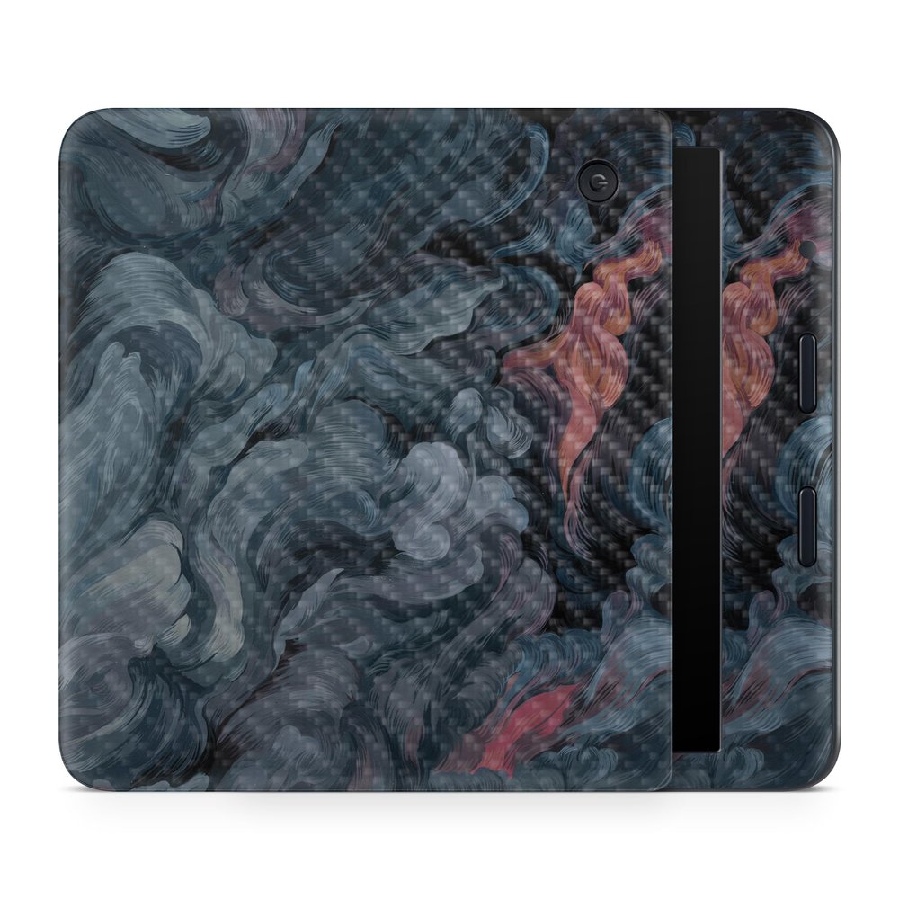 Carbon Fiber E-Reader Skin Compatible with Kobo Libra Colour (2024) - Storm Cloud - Premium 3M Vinyl Protective Wrap Decal Cover - Easy to Apply | Crafted in The USA by MightySkins