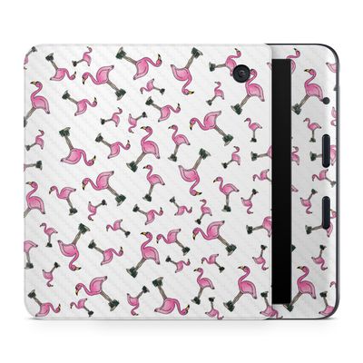 Carbon Fiber E-Reader Skin Compatible with Kobo Libra Colour (2024) - Cool Flamingo - Premium 3M Vinyl Protective Wrap Decal Cover - Easy to Apply | Crafted in The USA by MightySkins