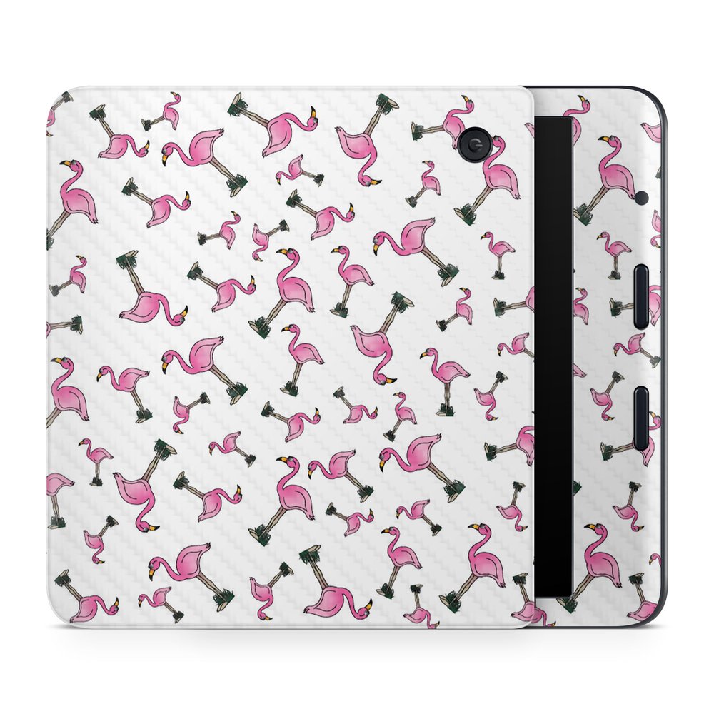 Carbon Fiber E-Reader Skin Compatible with Kobo Libra Colour (2024) - Cool Flamingo - Premium 3M Vinyl Protective Wrap Decal Cover - Easy to Apply | Crafted in The USA by MightySkins