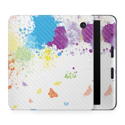 Carbon Fiber E-Reader Skin Compatible with Kobo Libra Colour (2024) - Splash of Color - Premium 3M Vinyl Protective Wrap Decal Cover - Easy to Apply | Crafted in The USA by MightySkins