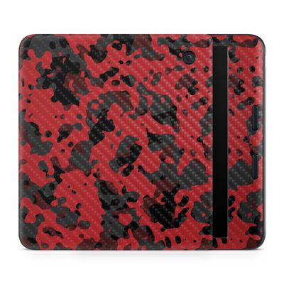 Carbon Fiber E-Reader Skin Compatible with Kobo Libra Colour (2024) - Red Modern Camo - Premium 3M Vinyl Protective Wrap Decal Cover - Easy to Apply | Crafted in The USA by MightySkins