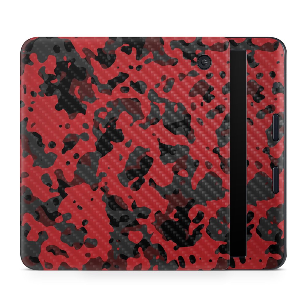 Carbon Fiber E-Reader Skin Compatible with Kobo Libra Colour (2024) - Red Modern Camo - Premium 3M Vinyl Protective Wrap Decal Cover - Easy to Apply | Crafted in The USA by MightySkins