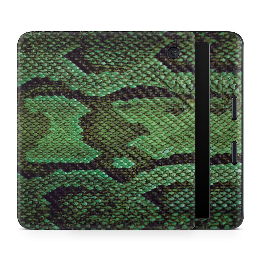 Carbon Fiber E-Reader Skin Compatible with Kobo Libra Colour (2024) - Green Serpent - Premium 3M Vinyl Protective Wrap Decal Cover - Easy to Apply | Crafted in The USA by MightySkins