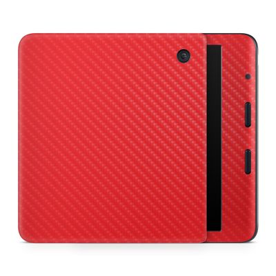 Carbon Fiber E-Reader Skin Compatible with Kobo Libra Colour (2024) - Solid Red - Premium 3M Vinyl Protective Wrap Decal Cover - Easy to Apply | Crafted in The USA by MightySkins