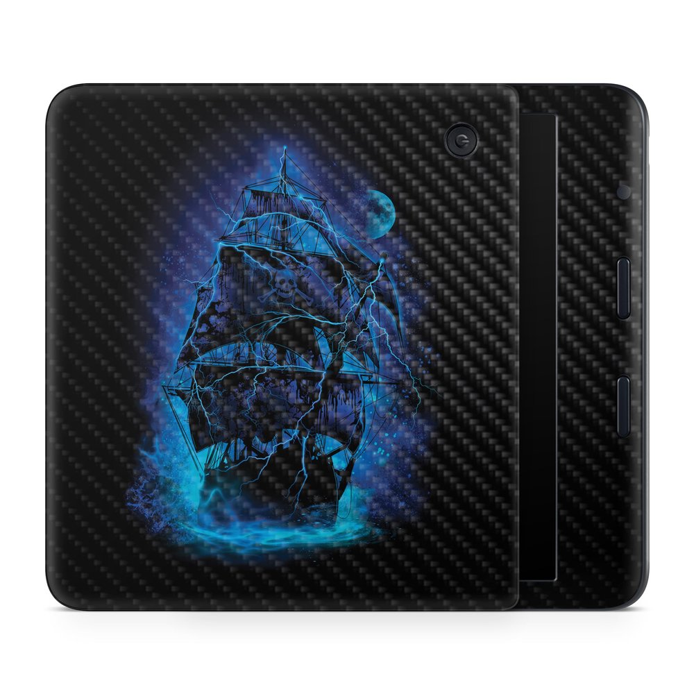 Carbon Fiber E-Reader Skin Compatible with Kobo Libra Colour (2024) - Pirate Storm - Premium 3M Vinyl Protective Wrap Decal Cover - Easy to Apply | Crafted in The USA by MightySkins