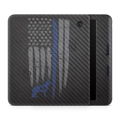 Carbon Fiber E-Reader Skin Compatible with Kobo Libra Colour (2024) - Thin Blue Line K9 - Premium 3M Vinyl Protective Wrap Decal Cover - Easy to Apply | Crafted in The USA by MightySkins