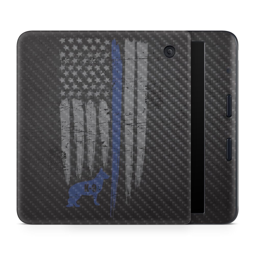 Carbon Fiber E-Reader Skin Compatible with Kobo Libra Colour (2024) - Thin Blue Line K9 - Premium 3M Vinyl Protective Wrap Decal Cover - Easy to Apply | Crafted in The USA by MightySkins