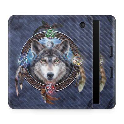 Carbon Fiber E-Reader Skin Compatible with Kobo Libra Colour (2024) - Wolf Dreamcatcher - Premium 3M Vinyl Protective Wrap Decal Cover - Easy to Apply | Crafted in The USA by MightySkins