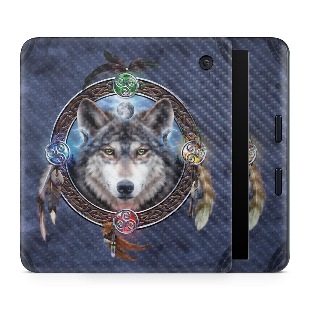 Carbon Fiber E-Reader Skin Compatible with Kobo Libra Colour (2024) - Wolf Dreamcatcher - Premium 3M Vinyl Protective Wrap Decal Cover - Easy to Apply | Crafted in The USA by MightySkins