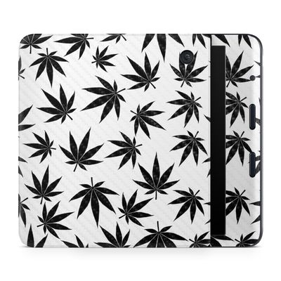 Carbon Fiber E-Reader Skin Compatible with Kobo Libra Colour (2024) - Pot Leaves Black - Premium 3M Vinyl Protective Wrap Decal Cover - Easy to Apply | Crafted in The USA by MightySkins