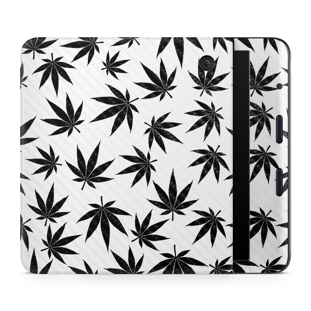 Carbon Fiber E-Reader Skin Compatible with Kobo Libra Colour (2024) - Pot Leaves Black - Premium 3M Vinyl Protective Wrap Decal Cover - Easy to Apply | Crafted in The USA by MightySkins