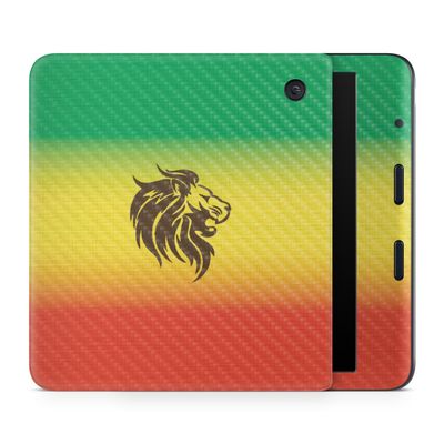 Carbon Fiber E-Reader Skin Compatible with Kobo Libra Colour (2024) - Rasta Lion - Premium 3M Vinyl Protective Wrap Decal Cover - Easy to Apply | Crafted in The USA by MightySkins