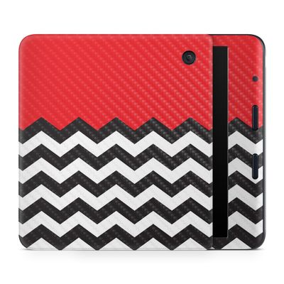 Carbon Fiber E-Reader Skin Compatible with Kobo Libra Colour (2024) - Red Chevron - Premium 3M Vinyl Protective Wrap Decal Cover - Easy to Apply | Crafted in The USA by MightySkins