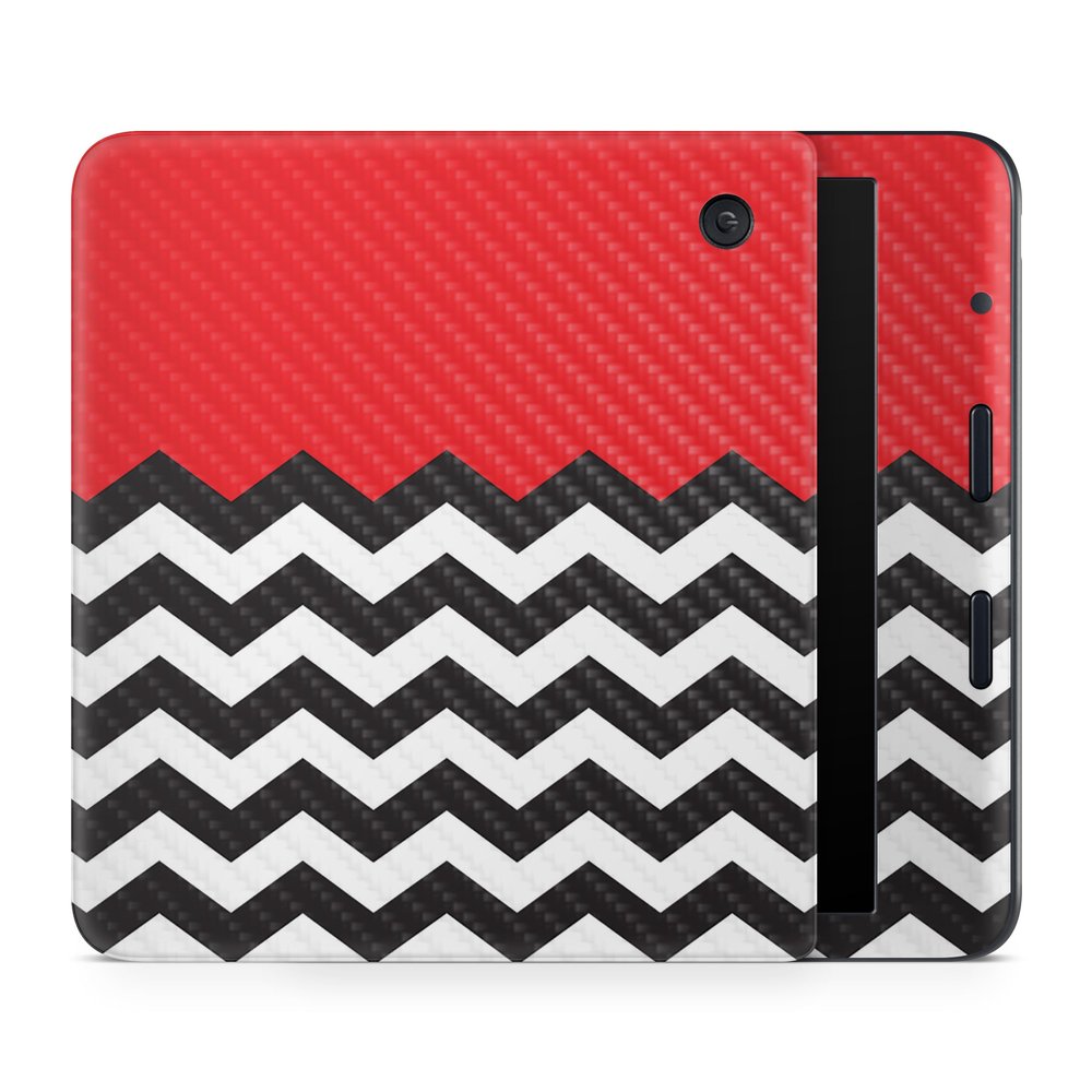 Carbon Fiber E-Reader Skin Compatible with Kobo Libra Colour (2024) - Red Chevron - Premium 3M Vinyl Protective Wrap Decal Cover - Easy to Apply | Crafted in The USA by MightySkins