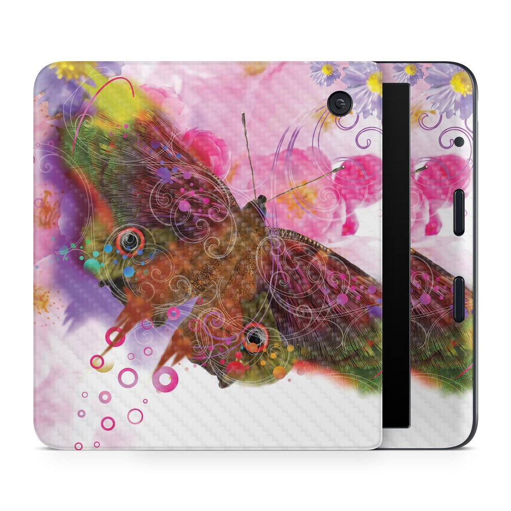 Carbon Fiber E-Reader Skin Compatible with Kobo Libra Colour (2024) - Hippie Butterfly - Premium 3M Vinyl Protective Wrap Decal Cover - Easy to Apply | Crafted in The USA by MightySkins