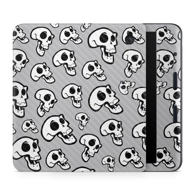Carbon Fiber E-Reader Skin Compatible with Kobo Libra Colour (2024) - Laughing Skulls - Premium 3M Vinyl Protective Wrap Decal Cover - Easy to Apply | Crafted in The USA by MightySkins
