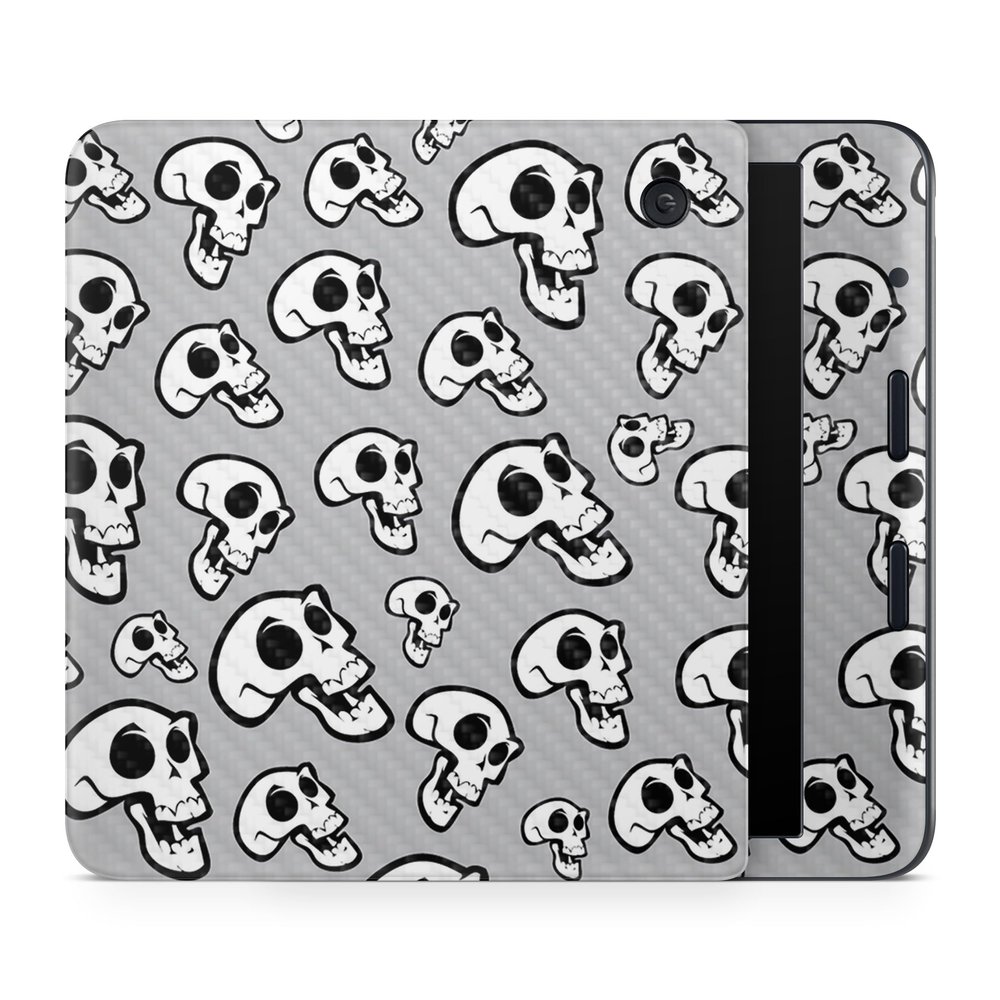 Carbon Fiber E-Reader Skin Compatible with Kobo Libra Colour (2024) - Laughing Skulls - Premium 3M Vinyl Protective Wrap Decal Cover - Easy to Apply | Crafted in The USA by MightySkins