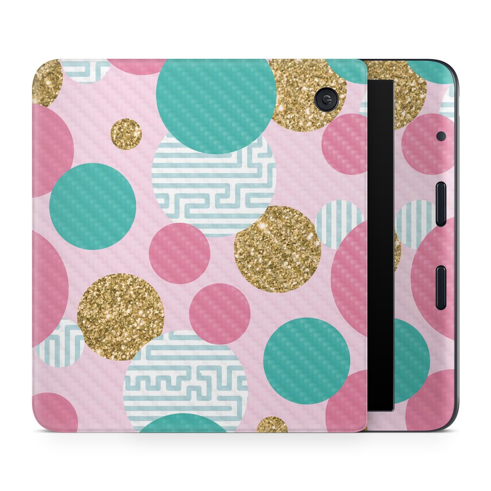 Carbon Fiber E-Reader Skin Compatible with Kobo Libra Colour (2024) - Golden Bubbles - Premium 3M Vinyl Protective Wrap Decal Cover - Easy to Apply | Crafted in The USA by MightySkins