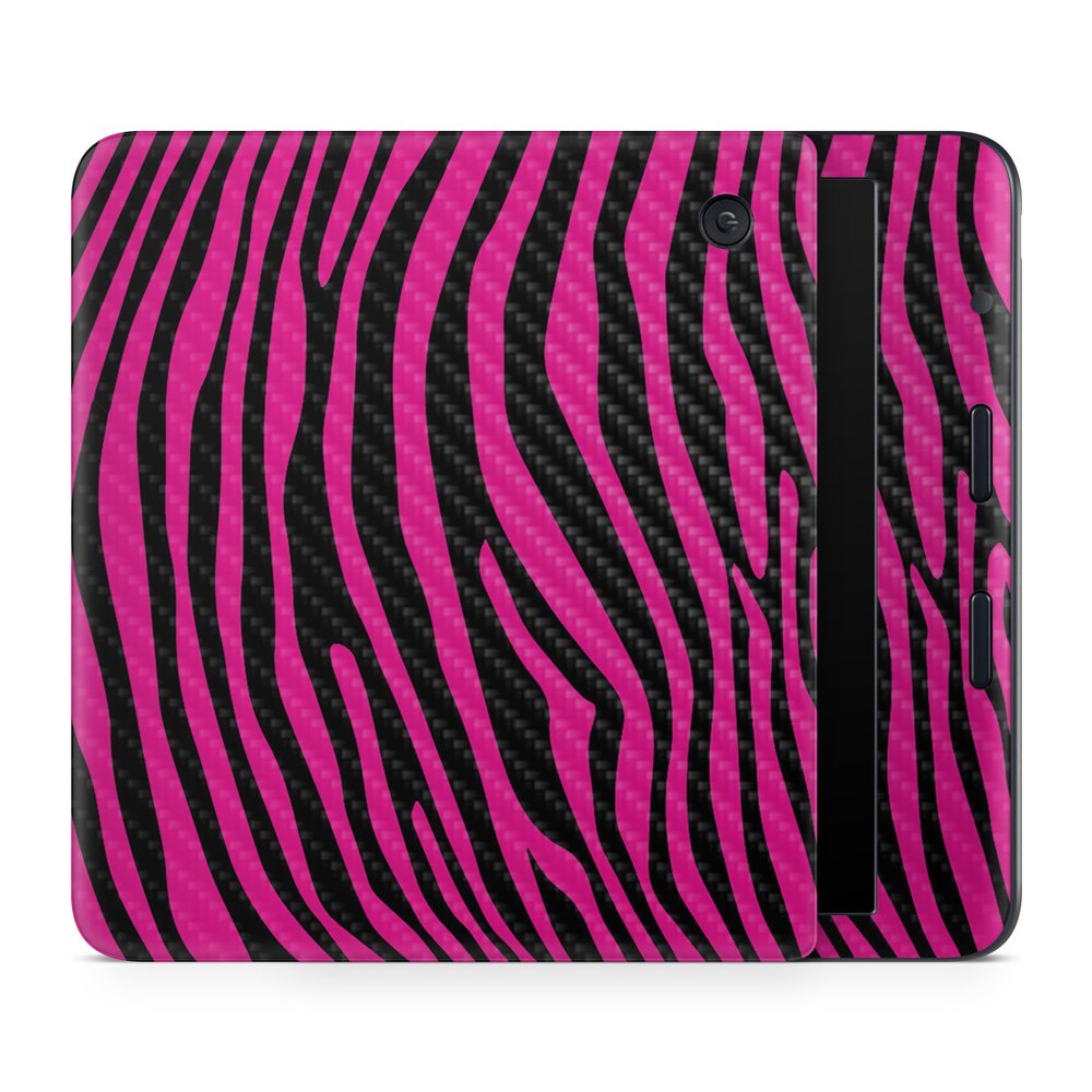 Carbon Fiber E-Reader Skin Compatible with Kobo Libra Colour (2024) - Pink Zebra - Premium 3M Vinyl Protective Wrap Decal Cover - Easy to Apply | Crafted in The USA by MightySkins