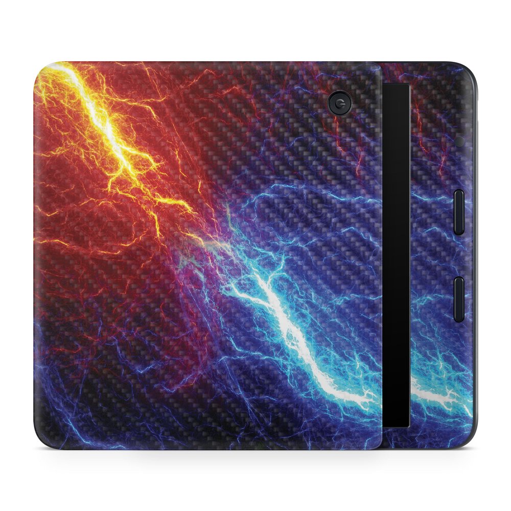 Carbon Fiber E-Reader Skin Compatible with Kobo Libra Colour (2024) - Color Lightning - Premium 3M Vinyl Protective Wrap Decal Cover - Easy to Apply | Crafted in The USA by MightySkins