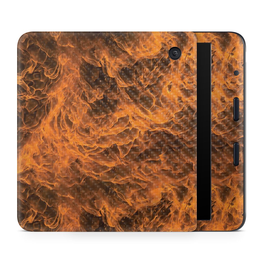 Carbon Fiber E-Reader Skin Compatible with Kobo Libra Colour (2024) - Burning Up - Premium 3M Vinyl Protective Wrap Decal Cover - Easy to Apply | Crafted in The USA by MightySkins