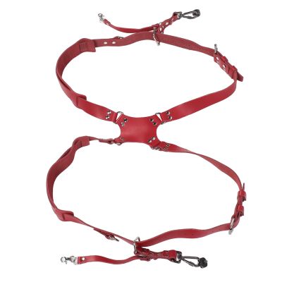 HEEPDD Adjustable Dual Shoulder Leather Camera Strap with Quick Release Buckles for DSLR SLR Photographers (Red)