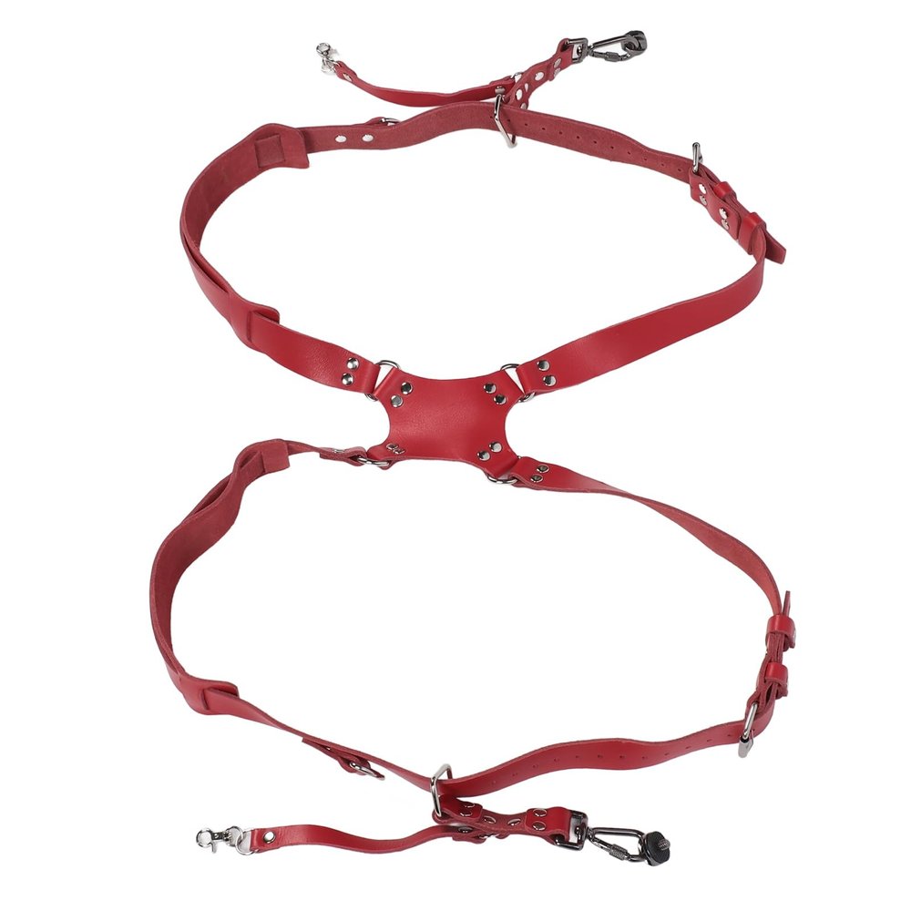 HEEPDD Adjustable Dual Shoulder Leather Camera Strap with Quick Release Buckles for DSLR SLR Photographers (Red)