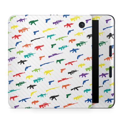 Carbon Fiber E-Reader Skin Compatible with Kobo Libra Colour (2024) - Fun Guns - Premium 3M Vinyl Protective Wrap Decal Cover - Easy to Apply | Crafted in The USA by MightySkins