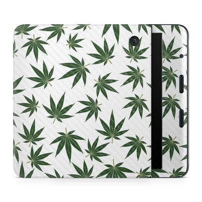 Carbon Fiber E-Reader Skin Compatible with Kobo Libra Colour (2024) - Pot Leaves Green - Premium 3M Vinyl Protective Wrap Decal Cover - Easy to Apply | Crafted in The USA by MightySkins