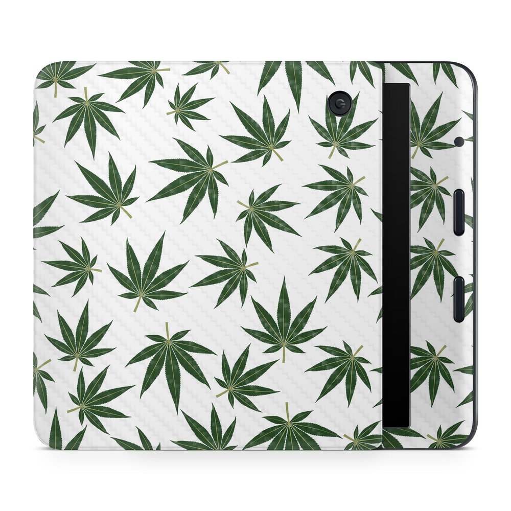 Carbon Fiber E-Reader Skin Compatible with Kobo Libra Colour (2024) - Pot Leaves Green - Premium 3M Vinyl Protective Wrap Decal Cover - Easy to Apply | Crafted in The USA by MightySkins