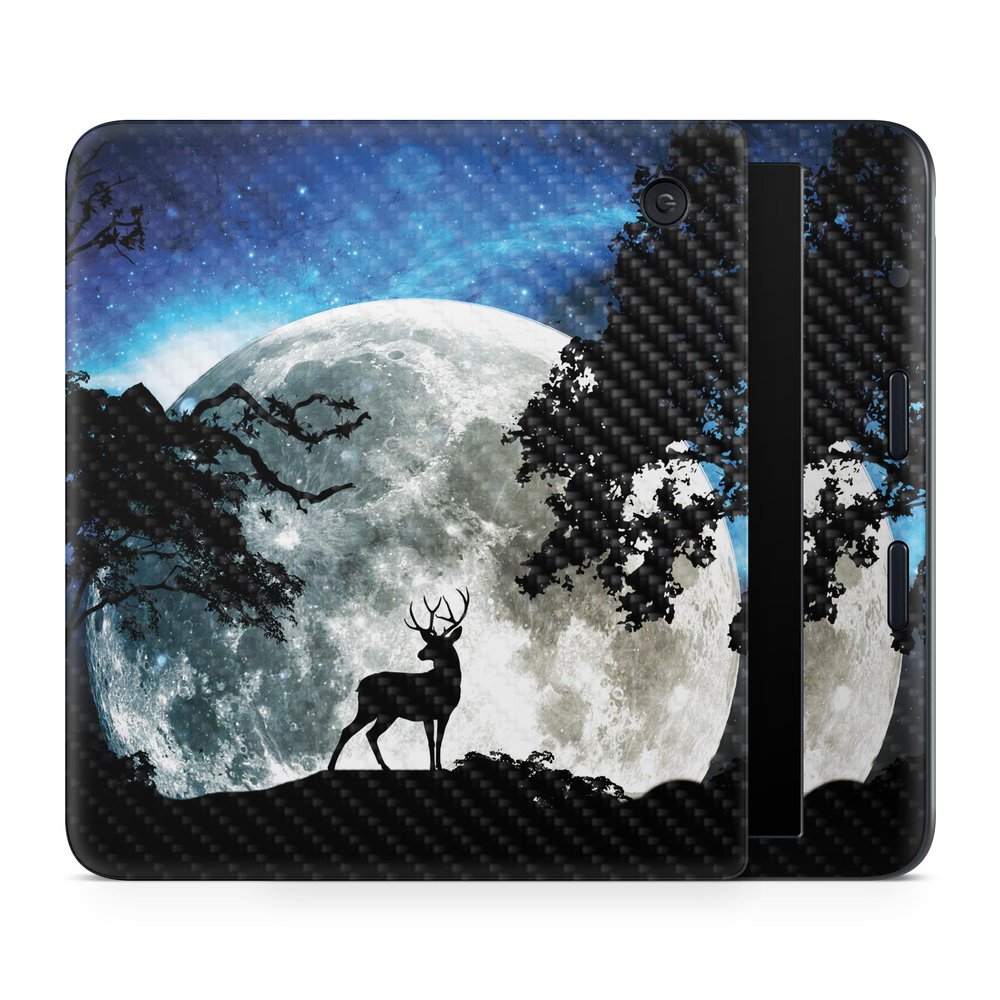 Carbon Fiber E-Reader Skin Compatible with Kobo Libra Colour (2024) - Moonlight Deer - Premium 3M Vinyl Protective Wrap Decal Cover - Easy to Apply | Crafted in The USA by MightySkins