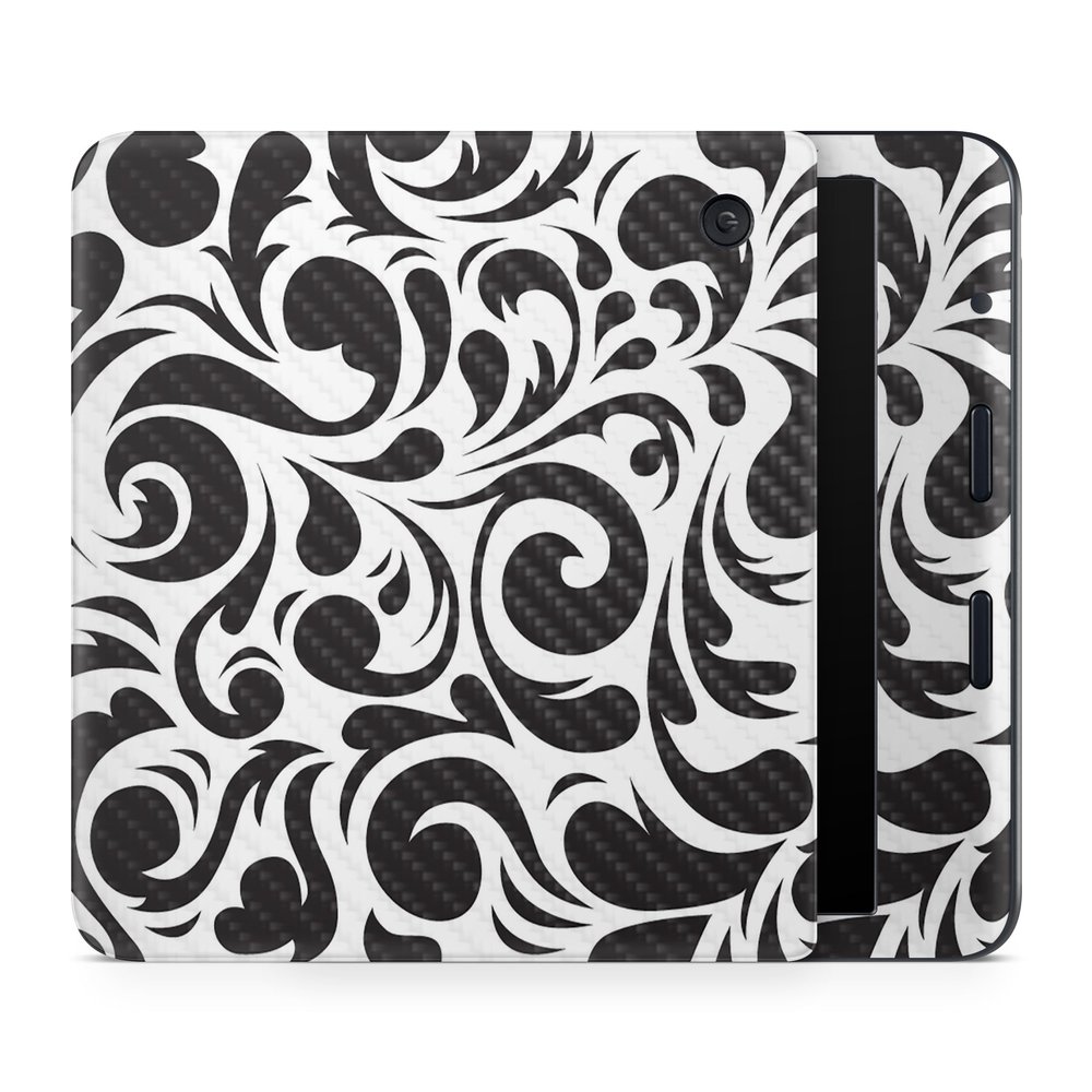 Carbon Fiber E-Reader Skin Compatible with Kobo Libra Colour (2024) - Swirly Black - Premium 3M Vinyl Protective Wrap Decal Cover - Easy to Apply | Crafted in The USA by MightySkins