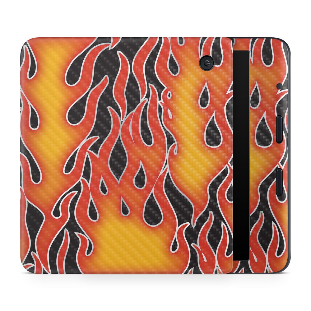 Carbon Fiber E-Reader Skin Compatible with Kobo Libra Colour (2024) - Hot Flames - Premium 3M Vinyl Protective Wrap Decal Cover - Easy to Apply | Crafted in The USA by MightySkins