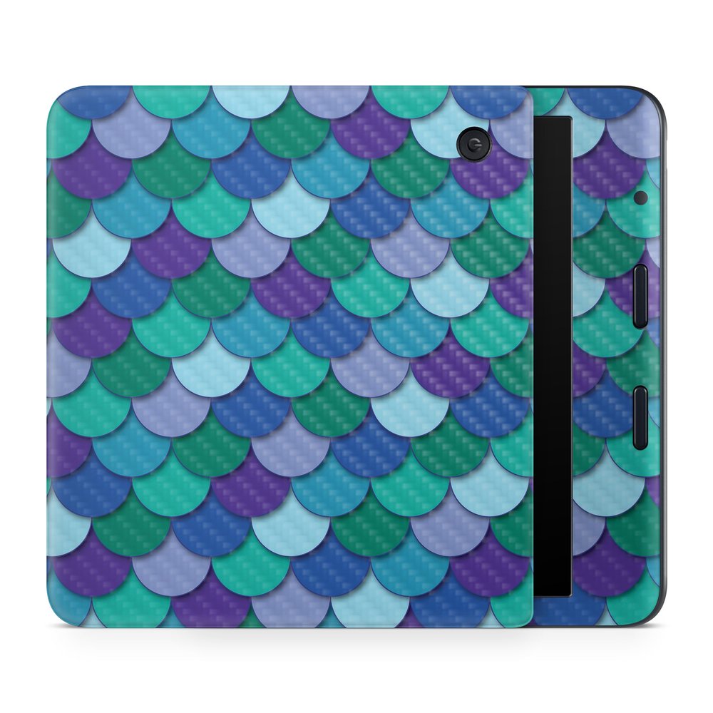 Carbon Fiber E-Reader Skin Compatible with Kobo Libra Colour (2024) - Blue Scales - Premium 3M Vinyl Protective Wrap Decal Cover - Easy to Apply | Crafted in The USA by MightySkins