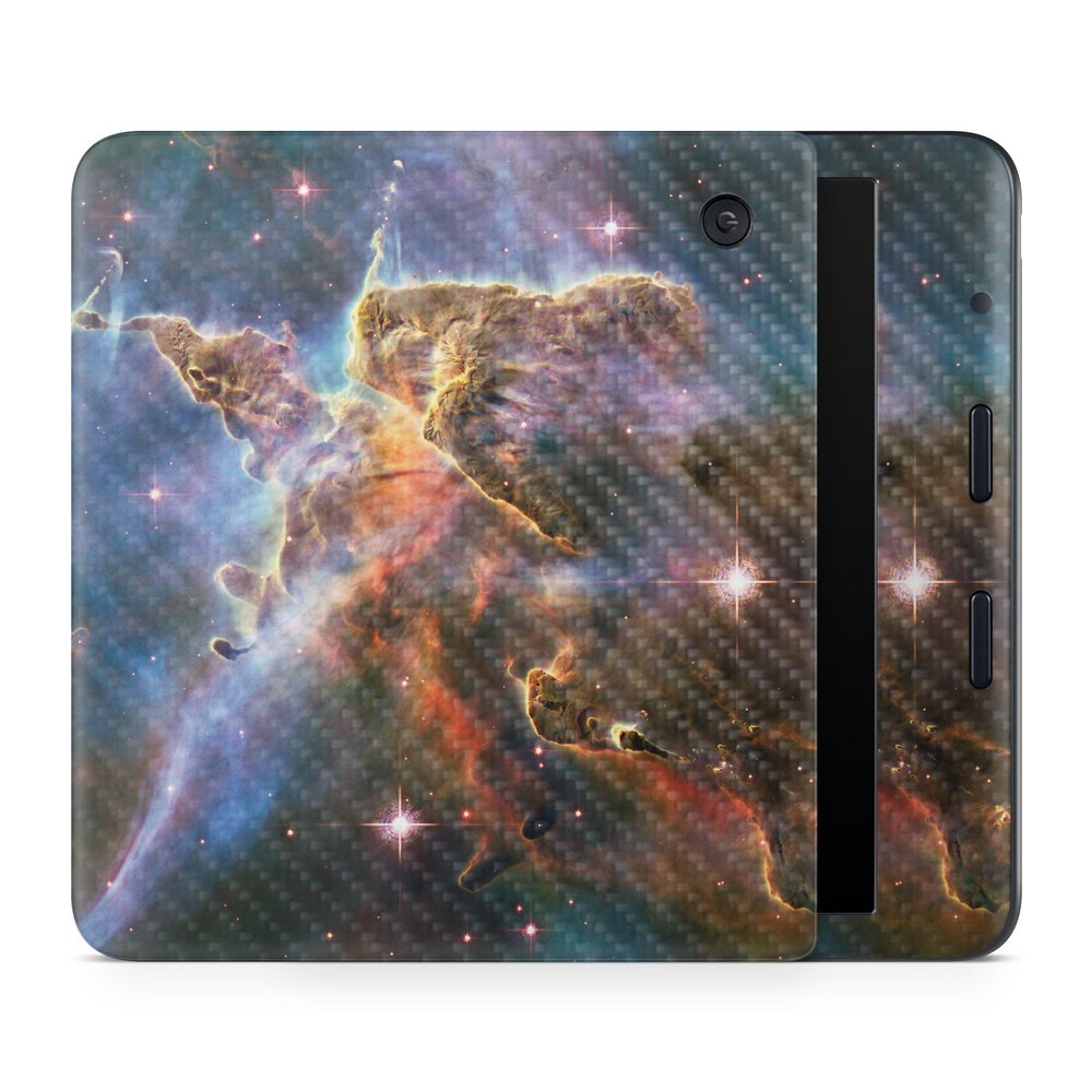 Carbon Fiber E-Reader Skin Compatible with Kobo Libra Colour (2024) - Golden Nebula - Premium 3M Vinyl Protective Wrap Decal Cover - Easy to Apply | Crafted in The USA by MightySkins