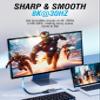 SABRENT 8K USB Type-C to HDMI Adapter - 8K@30Hz & 4K@120Hz, HDR10/Dolby Vision, VRR & FreeSync, Compatible with Laptops, Tablets, Smartphones, Portable Gaming Systems, Aluminum Design (DA-CH8K) view 2