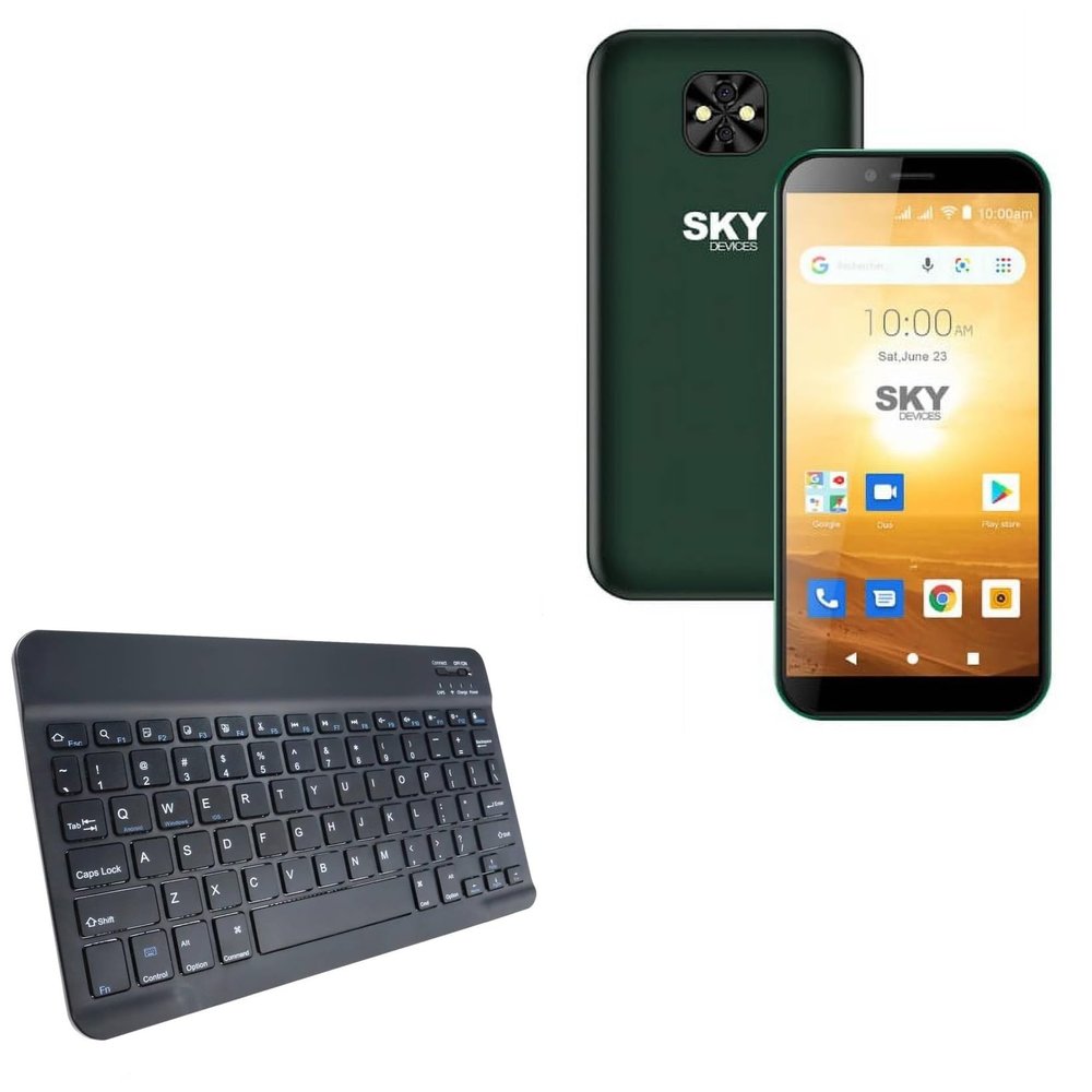 BoxWave Keyboard Compatible with Sky Devices Elite H55 - SlimKeys Bluetooth Keyboard, Portable Thin with Chiclet-Style Keys - Jet Black