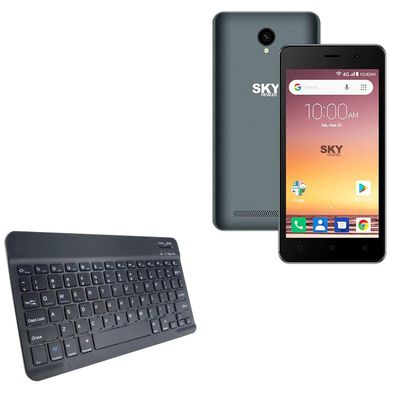 BoxWave Keyboard Compatible with Sky Devices Elite C5 - SlimKeys Bluetooth Keyboard, Portable Thin with Chiclet-Style Keys - Jet Black