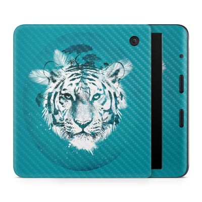 Carbon Fiber E-Reader Skin Compatible with Kobo Libra Colour (2024) - White Tiger - Premium 3M Vinyl Protective Wrap Decal Cover - Easy to Apply | Crafted in The USA by MightySkins