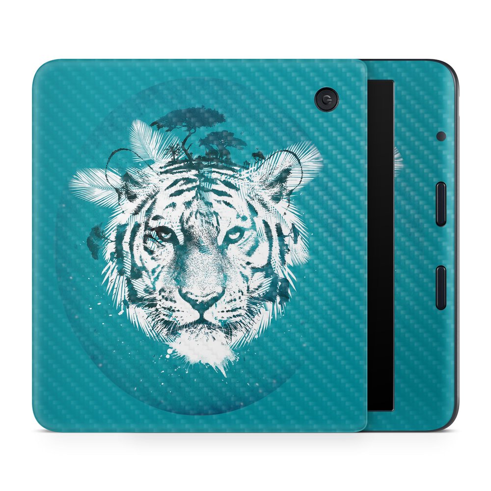 Carbon Fiber E-Reader Skin Compatible with Kobo Libra Colour (2024) - White Tiger - Premium 3M Vinyl Protective Wrap Decal Cover - Easy to Apply | Crafted in The USA by MightySkins